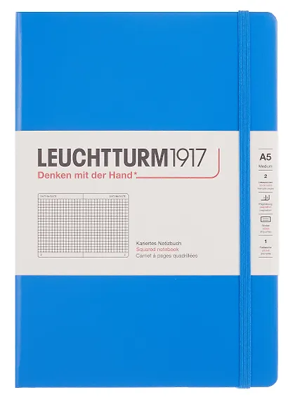 Книга для записей A5 125л кл. "Medium" тв.обложка, цвет небесный, Leuchtturm1917 - фото 1