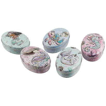 Шкатулка овальная Море (пастель с золотом) (металл) (8,5×6) (12-09412-03516-35) - фото 5