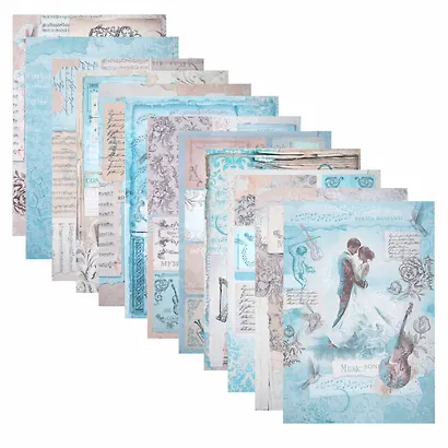 Бумага для скрапбукинга 15х21 см "Нотная Гамма", двусторонняя, 12 листов, 240 г/м2 - фото 3