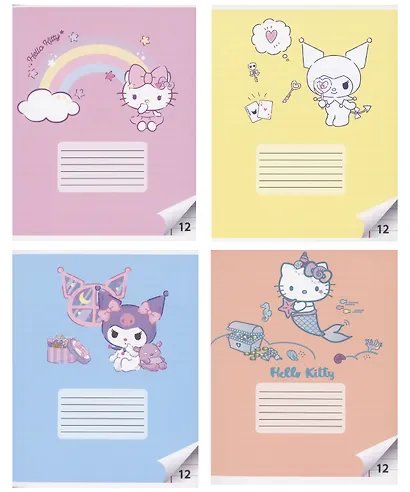 Тетрадь в линейку Centrum «Hello Kitty+Kuromi» в ассортименте, 12 листов - фото 1