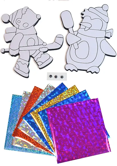 Игрушки на магнитах с фольгой. Пингвин. Белый мишка - фото 5