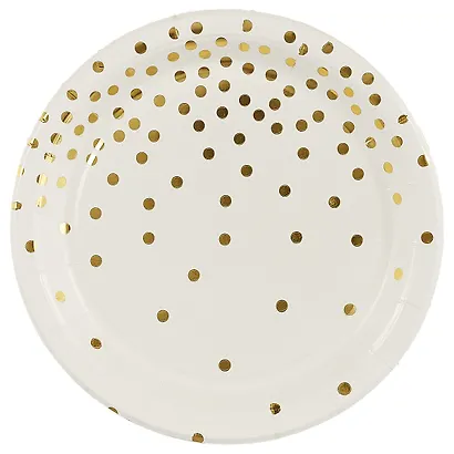 Набор бумажных тарелок Золотые кружочки на белом фоне (18 см) (6 шт) (12-01582-H2) - фото 2