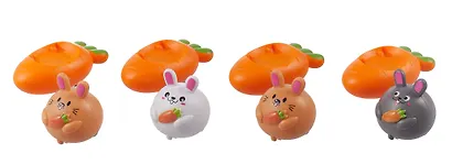 Инерционные машинки, фигурки животных Зайчики (набор 4 шт машинки + 4 шт морковки) - фото 2