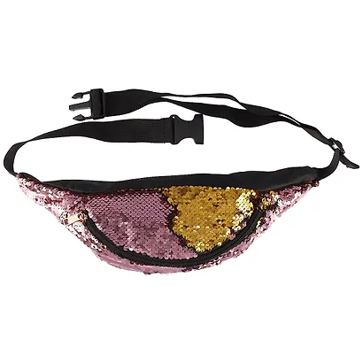 Сумка-шоппер на пояс на молнии с пайетками (текстиль) (37см) - фото 5
