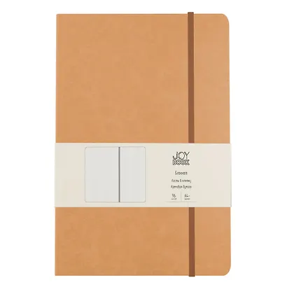 Книга для записей А4- 96л кл. "Joy Book. Крем-брюле" иск.кожа, тонир.блок, скругл.углы, ляссе, резинка - фото 2