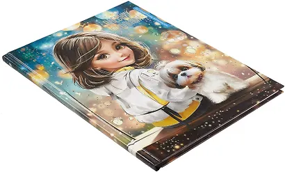 Дневник шк. "Шатенка с собачкой" тв.переплёт, полноцв.печать, тиснение фольгой, глянц.ламинация, пантон, универс.шпаргалка - фото 2