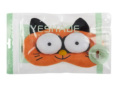 Маска для сна Кот с объемными глазами (плюш) (пакет) рыжая - фото 7