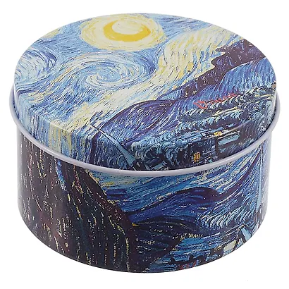 Шкатулка круглая Ван Гог Звездная ночь (металл) (7,5см) - фото 1