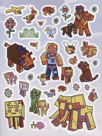 Подводные приключения. Развивающая книжка с многоразовыми наклейками и постером № МНП 2210 ("В стиле Minecraft") - фото 5