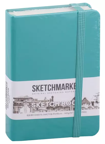 Скетчбук 9*14 80л "Sketchmarker" изумрудный, нелинованн. 140г/м2, слоновая кость, тв.обл. - фото 1