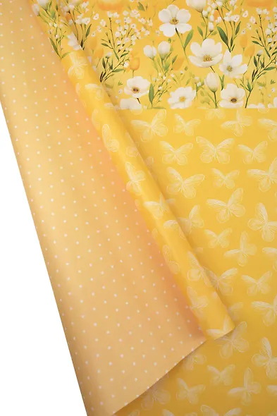 Бумага упаковочная 70*100см "Трехстороняя. Цветы" инд.уп., ассорти - фото 2