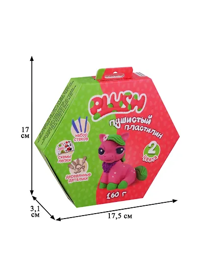 Набор для творчества, Пластилин пушистый ТМ PLUSH розовый + зеленый, 160гр. - фото 3