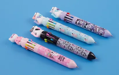 Ручка шариковая автоматическая 10 цветов "Кошечки", в ассортименте - фото 2