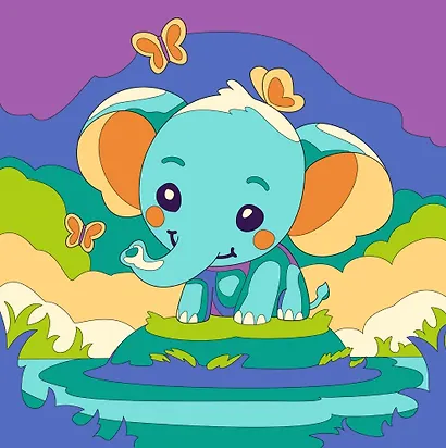 Картина по номерам детская (холст на подрамнике 20*20) "Слоник" - фото 1