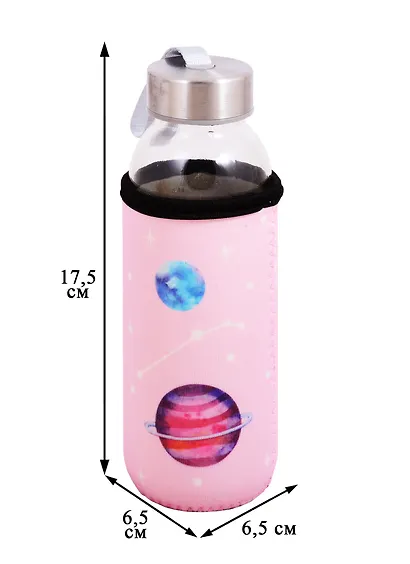 Бутылка в чехле Планеты на розовом фоне (стекло) (360мл) (12-07599-7012) - фото 2
