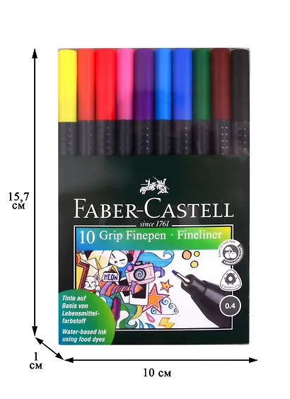 Капиллярная ручка 10 цветов 0,4 мм, Grip Finepen, Faber-Castell - фото 11