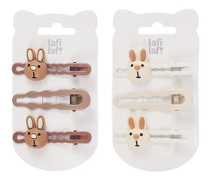 Набор заколок Зайчик мордочки матовые (3шт) (пластик) (6см) (12-03946-B88) (Lafilaf) - фото 2