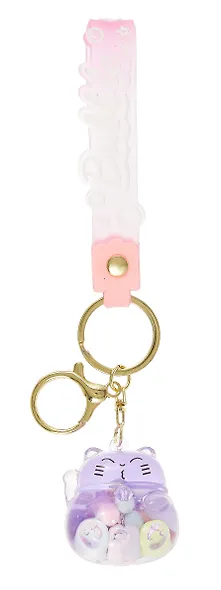 Брелок Котик Манэки-нэко прозрачный с гелем (ПВХ) (5 см) - фото 3