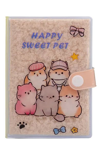 Записная книжка А7 60л нелин. "Котики" в ПВ-обл., на кнопке, мех., ассорти - фото 3