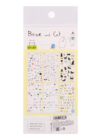 Наклейки Цветные коты бумажные , 9*17,5 (6 листов) - фото 2