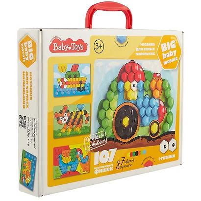 Мозаика для самых маленьких BABY TOYS Трактор d2,5/7 цв. /107 эл - фото 1