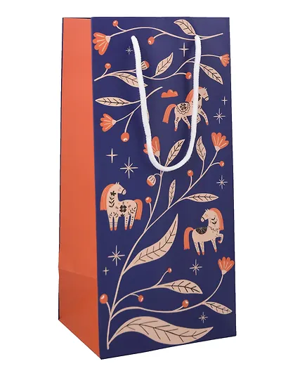 Пакет бутылочный 32*15 "Lucky"синий, НГ, бум.мат.ламинат - фото 1