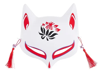 Маска Японская лисичка Кицунэ с узором (23х23) (пластик) (12-BaoZun-M12) - фото 1