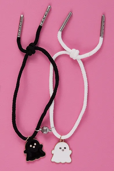 Набор парных браслетов с подвеской Привидения (текстиль, металл), Lafilaf - фото 2