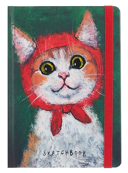 Скетчбук А5 80л "КОТИК" 100г/м2, тв.обложка, выб.лак, резинка, мат.ламинация - фото 1