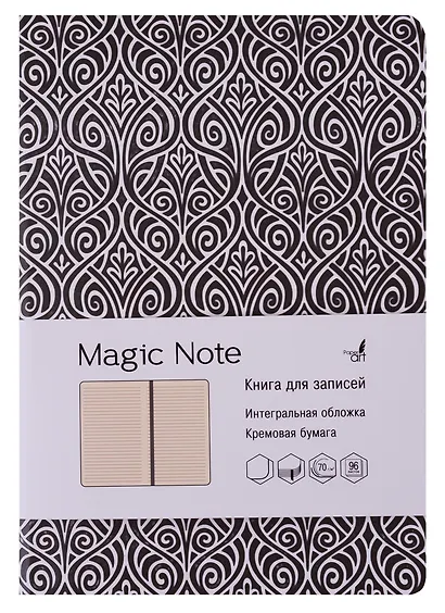 Книга для записей А5 96л лин. "Magic Note. Серый" иск.кожа, интегр.обл., термотиснение, тонир.блок, ляссе, инд.уп. - фото 1