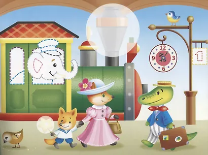 Наклейки "Паровозик". Наклей, обведи, раскрась - фото 2