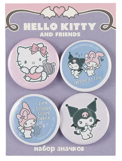 Набор значков "Хеллоу Китти и друзья" (металл) (4шт 38мм) (АКС-2521) - фото 1