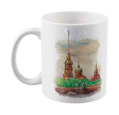 Кружка СПб Акварель Петропавловская крепость (керамика) (330мл) - фото 2