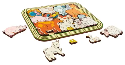 Зоопазл деревянный "Переполох на ферме" 14 деталей - фото 4