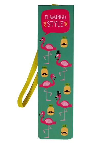 Закладка с резинкой Фламинго и ананас с усами - фото 1