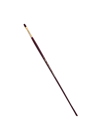 Кисть художественная Вернисаж, синтетика бордовая, плоская, длинная ручка №4, Гамма - фото 1
