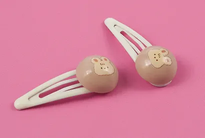 Набор заколок Kawaii Кролики (2шт) (пластик) (5см) (12-03907-B10) (Lafilaf) - фото 4