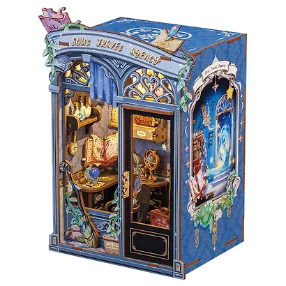 CWGA201 Конструктор интерьерный  – сборный домик CuteBee - Агентство "Душевное Путешествие", 99 деталей (материалы: дерево, картон, пластик, металл), со световыми эффектами (подсветка интерьера), с питанием от 2хААА батареек (не включены), серия DIY, возр - фото 4