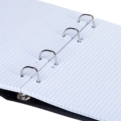 Тетрадь 120 листов, клетка, "Velvet" черная, на кольцах, на резинке - фото 2