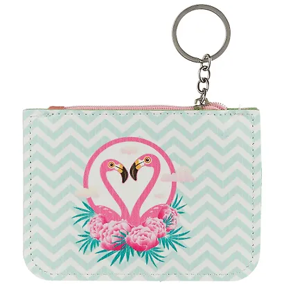 Чехол для карточек на молнии с карабином Фламинго (ПВХ) (12×9) (12-10832-6) - фото 1