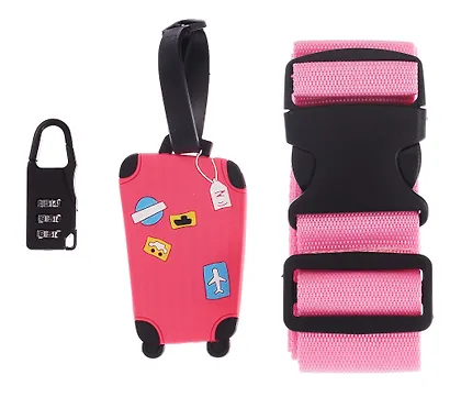 Travel набор Бирка, замочек и ремень для багажа (розовый) (12-travel22-B2) - фото 3