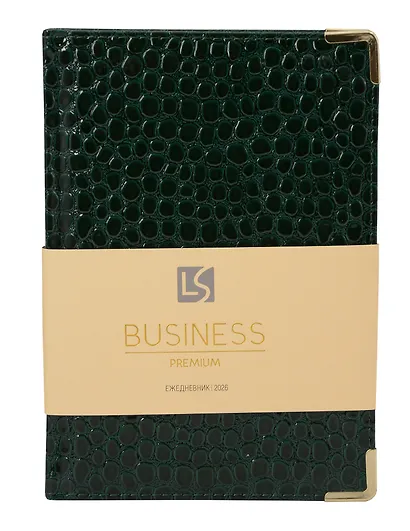 Ежедневник датированный 2026 год, А5, 176 листов, "Business Premium. Lizard", зеленый - фото 1