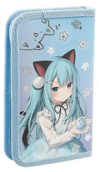 Пенал 1 отделение "Аниме Нэко" 19*11 см, молния - фото 2