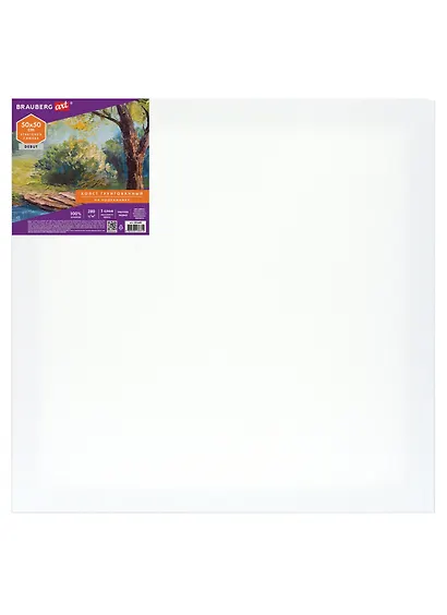 Холст на подрамнике 50*50см 280г/м2, грунт, 100% хлопок, мелкое зерно, BRAUBERG ART DEBUT - фото 1