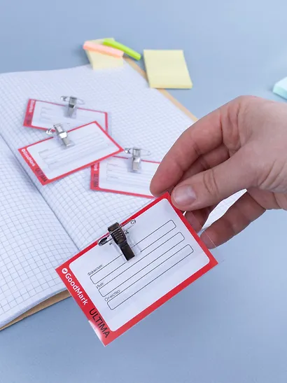 Бейджи 50шт 90*60 горизонтальный, клип+булавка, GoodMark - фото 10