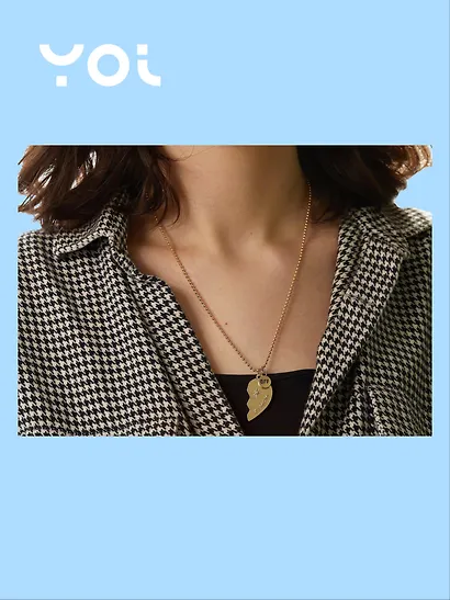 Набор цепочек с подвеской Yoi, "Сердце парное", 48 см, 2 штуки - фото 5