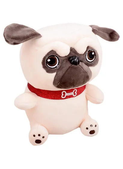 Мягкая игрушка Мопс, с ошейником сидит (25 см) (12-01014-7856) - фото 1