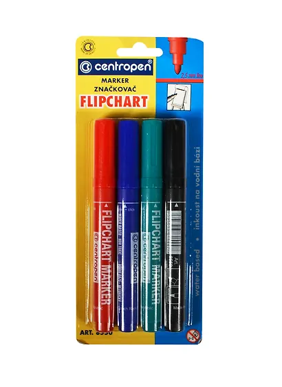 Маркеры для досок Centropen, Flipchart, 4 цвета 2,5 мм - фото 2