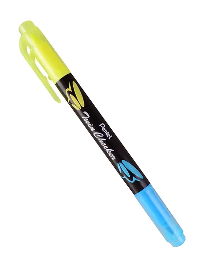 Текстовыделитель Pentel, Twin Checker, двухсторонний жёлтый, голубой - фото 2