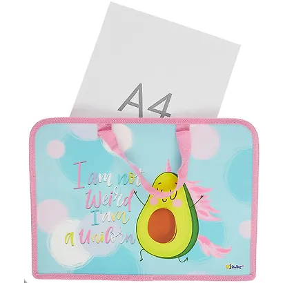 Папка для тетрадей А4 "Avocorn" 34*24,5*3см пластик, молния, текст.ручки, расширение - фото 2